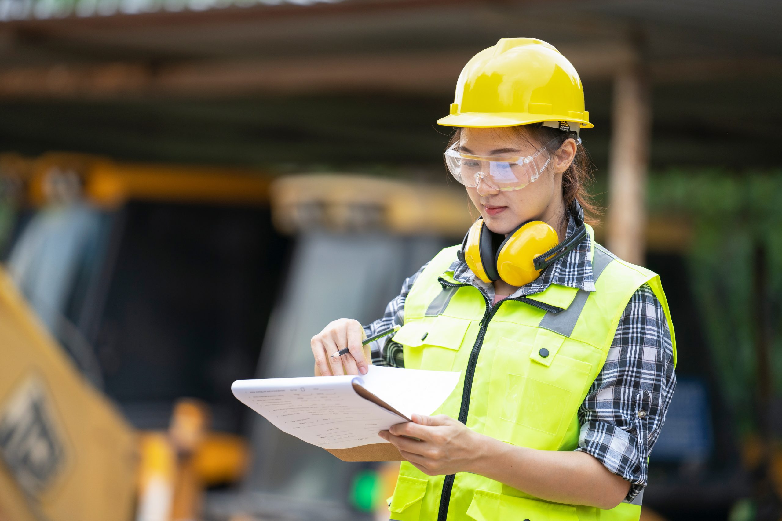 A female construction engineer at construction site